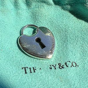 Classic Tiffany & Co. Heart Lock Key Sterling Silver 925 Pendant Charm